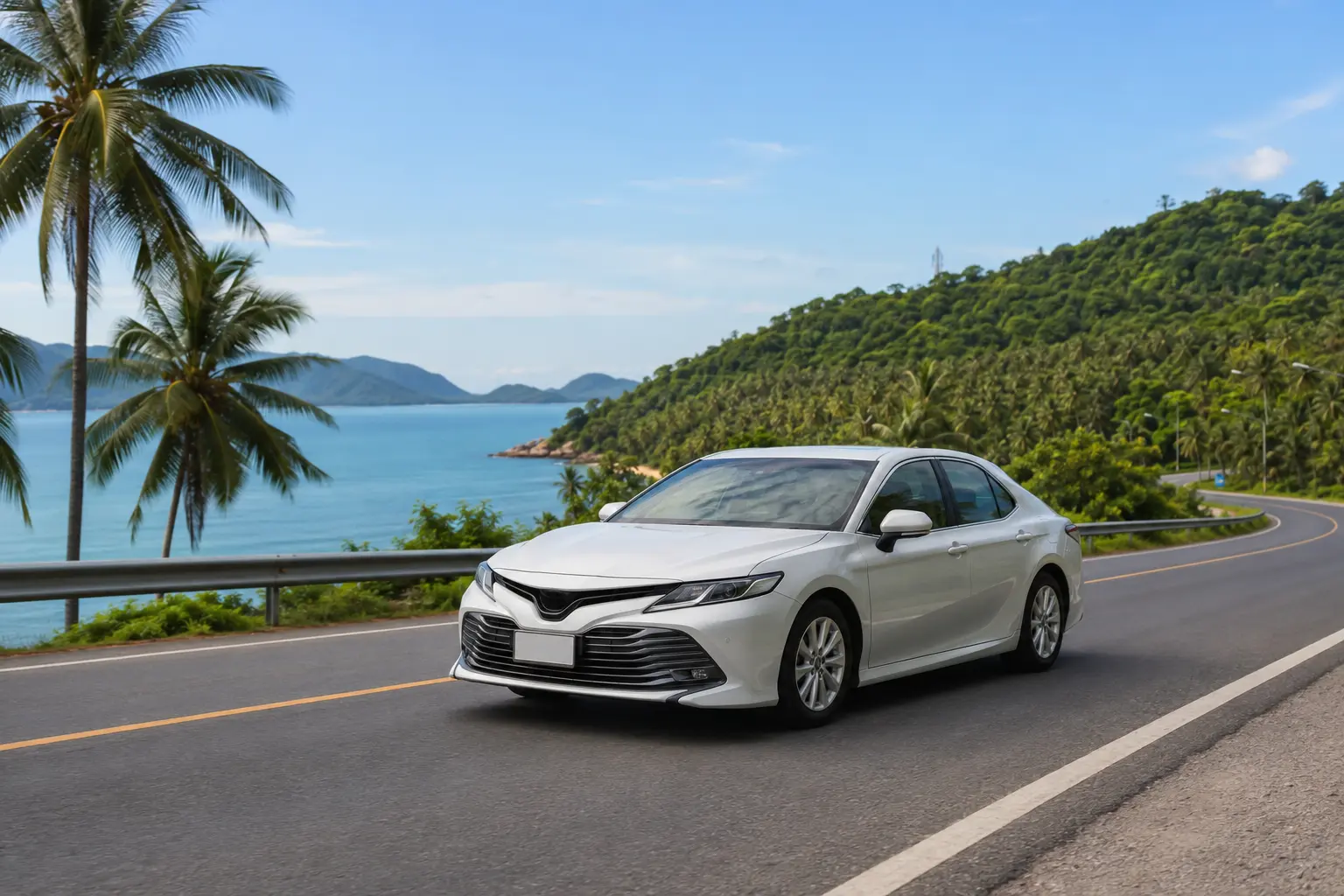 Private sedan travelling along Thailand's eastern coast